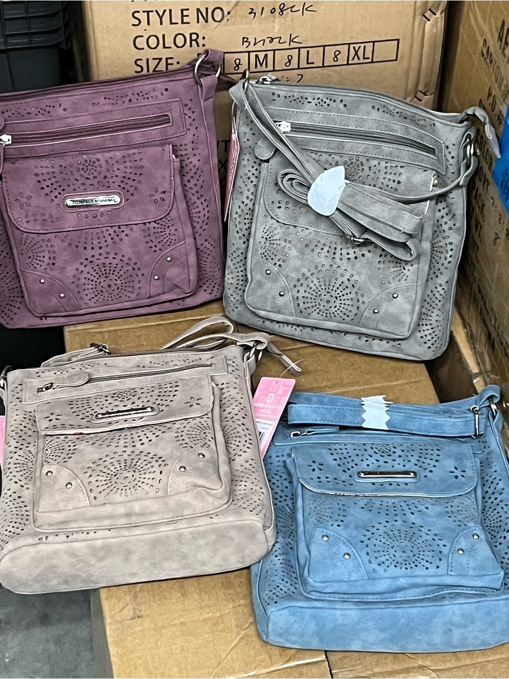 Lot of 4 NWT Stone Mountain USA Perforated Suede Crossbody Bag MSRP $69-$59 ea - Picture 5 of 11